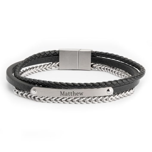 Bracelet 2 Tons Gravé pour Homme