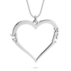 Collier Cœur avec 2 Prénoms en Hébreu en argent sterling : un bijou unique pour célébrer l'amour.