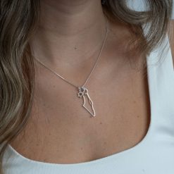 Israel Map Necklace with Star of David Charm