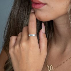 Engraved Birthstone Promise Ring