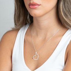 collier coeur scintillant en argent