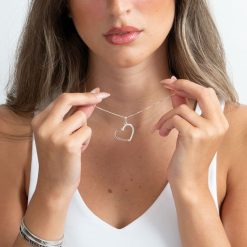 collier coeur scintillant en argent