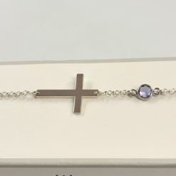 bracelet croix avec pierre de naissance