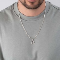 Collier Initiale Homme avec Chaîne Gourmette