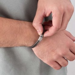 Bracelet Homme Personnalisé en Acier Inoxydable Foncé