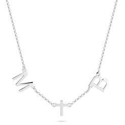 collier double initiales et croix
