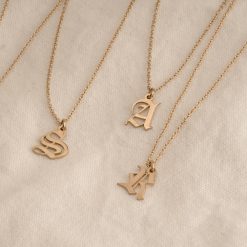 Dainty Gothic Initial Necklace