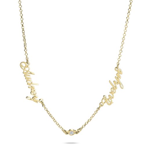 Collier 2 Prénoms avec Diamant