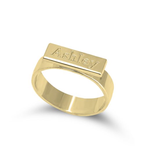 Bague Personnalisée avec Plaque Rectangulaire Gravée