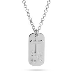 Engraved Cross and Dog Tag Necklace For Him