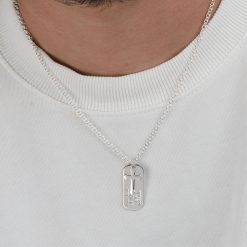 Engraved Cross and Dog Tag Necklace For Him