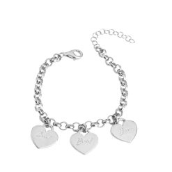 Personalized Bracelet for Mom With Engraved Hearts