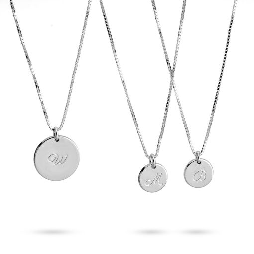 Colliers Charms Ronds Gravés pour Mère-Filles