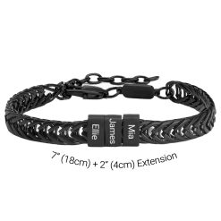 Engraved Black Dad Bracelet with Kids Names
