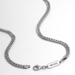 Personalized Cuban Chain Necklace with Engraved Bar