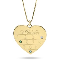 Collier Cœurs avec Prénoms et Pierres de Naissance pour Maman - vue principale