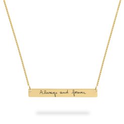 Personalized Bar Necklace with Engraved Handwriting