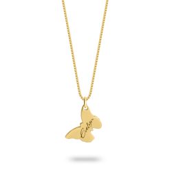 Tilted Butterfly Necklace with Name Engraving