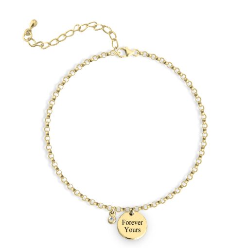 Bracelet Chaîne avec Médaille Ronde et Pierre de Naissance