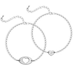 Mother Daughter Heart Bracelets Set