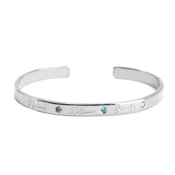 Custom Engraved Family Birthstone Bangle