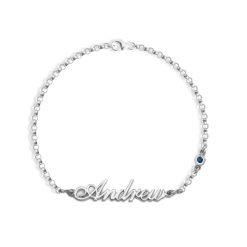 Bracelet Prénom avec Pierre de Naissance en argent sterling 925