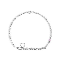 Bracelet Prénom Délicat avec Charm Pierre de Naissance - vue principale