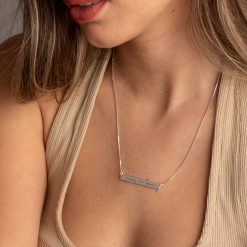 Personalized Bar Necklace with Engraved Handwriting