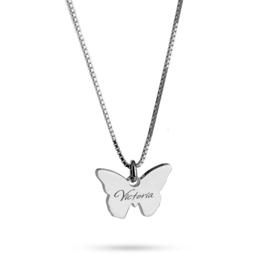 Collier Délicat avec Papillon Gravé