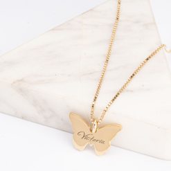 Delicate Engraved Butterfly Necklace