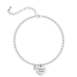 Personalized Engraved Disc Bracelet with Birthstone