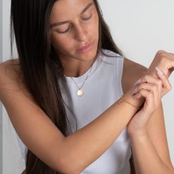 Personalized Engraved Disc Bracelet with Birthstone