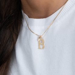 Personalized Initial Necklace with Birthstone Charm