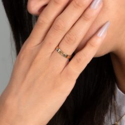 Personalized Hebrew Name Ring with Birthstone