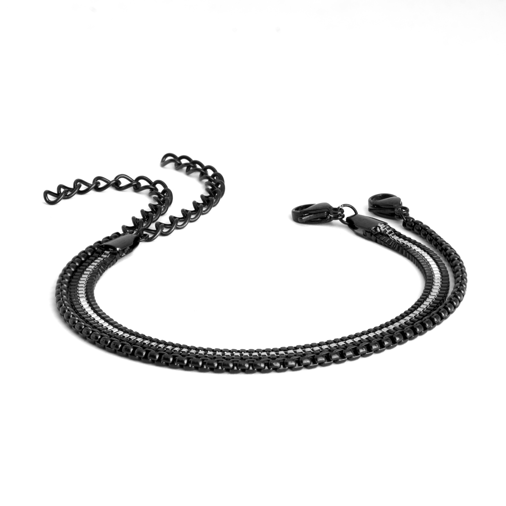 Set de Bracelets Noirs et Argentés Set de Bracelets Noirs et Argentés