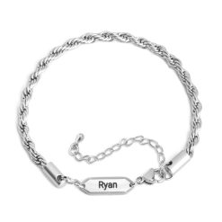 Bracelet Corde Homme gravé en acier inoxydable vue principale