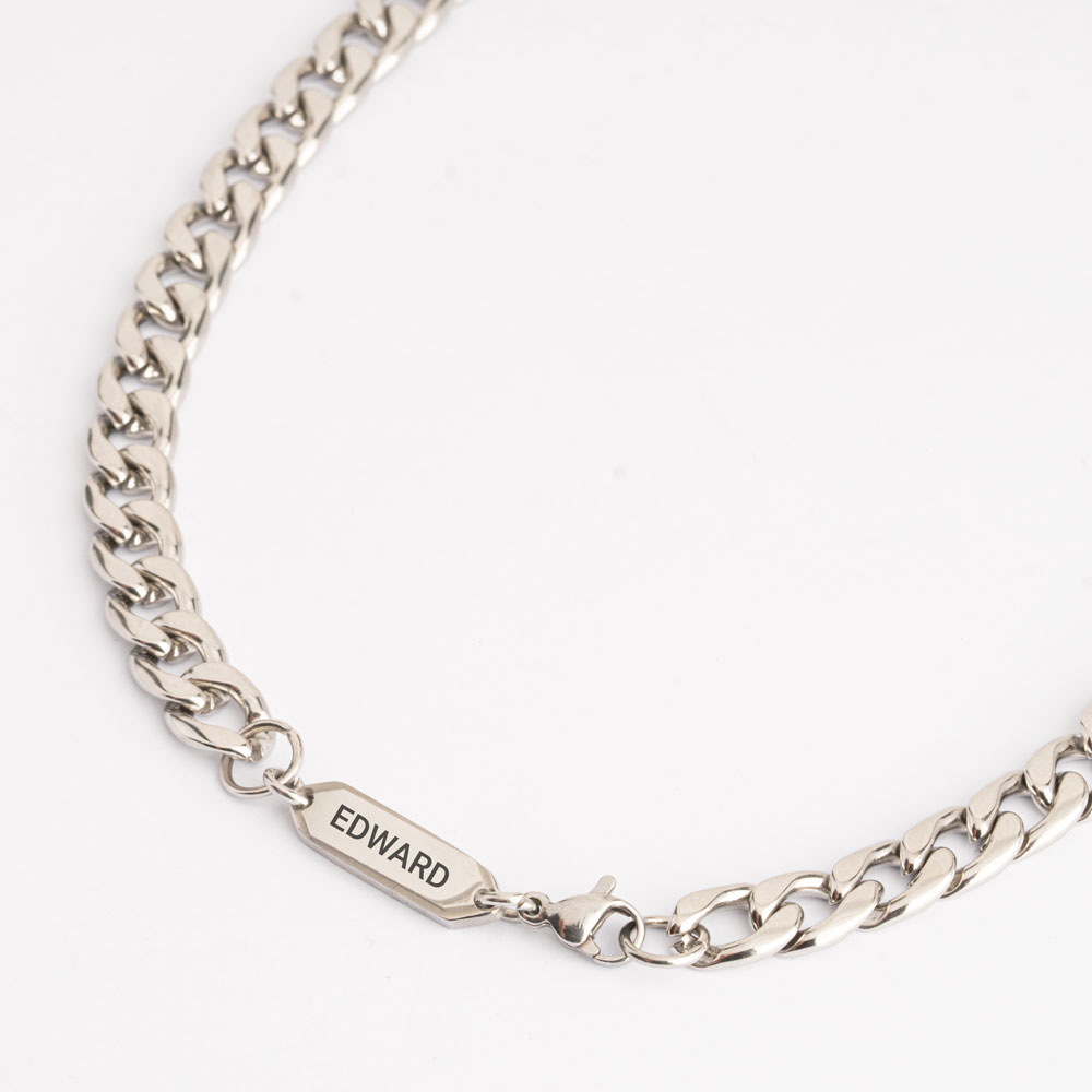 Collier Homme Chaîne Cubaine avec Plaque Gravée Collier Homme Chaîne Cubaine avec Plaque Gravée