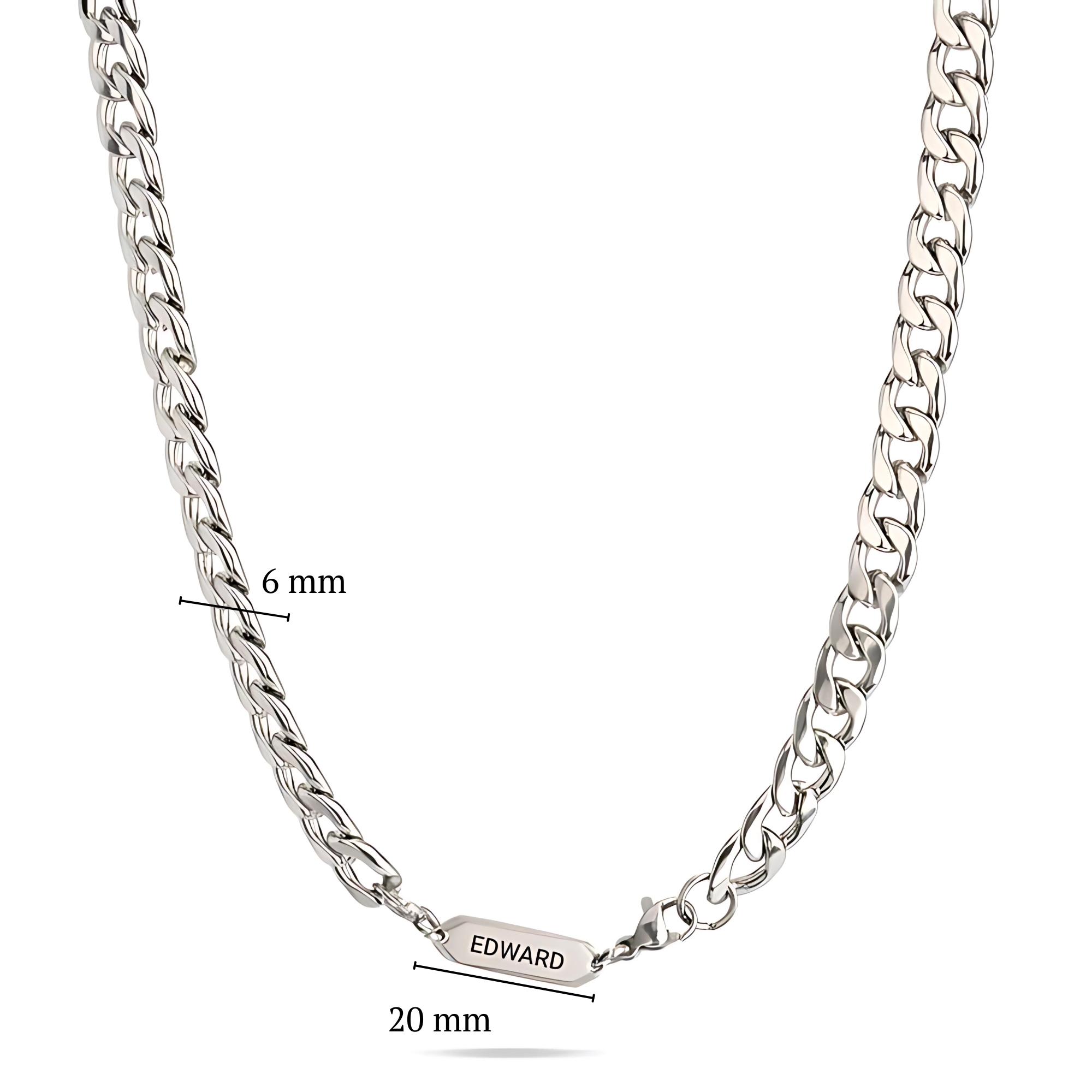 Collier Homme Chaîne Cubaine avec Plaque Gravée Collier Homme Chaîne Cubaine avec Plaque Gravée