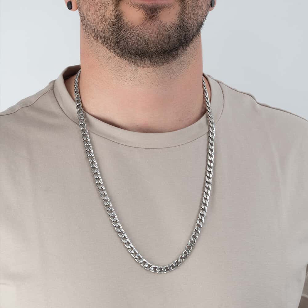 Collier Homme Chaîne Cubaine avec Plaque Gravée Collier Homme Chaîne Cubaine avec Plaque Gravée