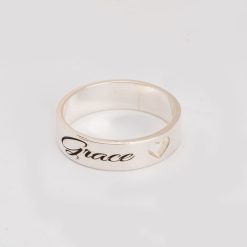 Personalized Engraved Ring with Cut Out Heart