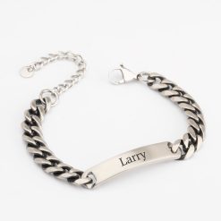 Custom Black Silver Bracelet For Him