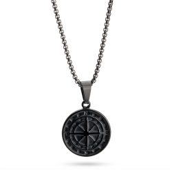Custom Black Compass Necklace for Men