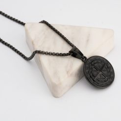 Custom Black Compass Necklace for Men