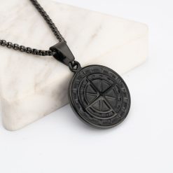 Custom Black Compass Necklace for Men