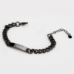 Black Bar Bracelet for Men – Personalized Curb Chain Design