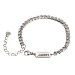 Bracelet Gourmette Homme Maille Cubaine sur fond blanc. Matière: acier inoxydable