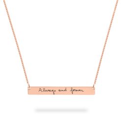 Personalized Bar Necklace with Engraved Handwriting
