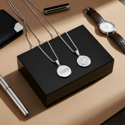 Collier Homme avec Pendentif Boussole argent