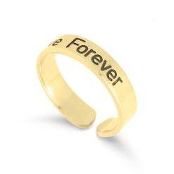 Bague ouverte personnalisée gravée en plaqué or vue principale