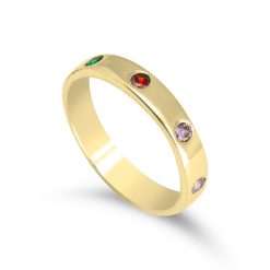 Bague Minimaliste avec Pierres de Naissance en plaqué or